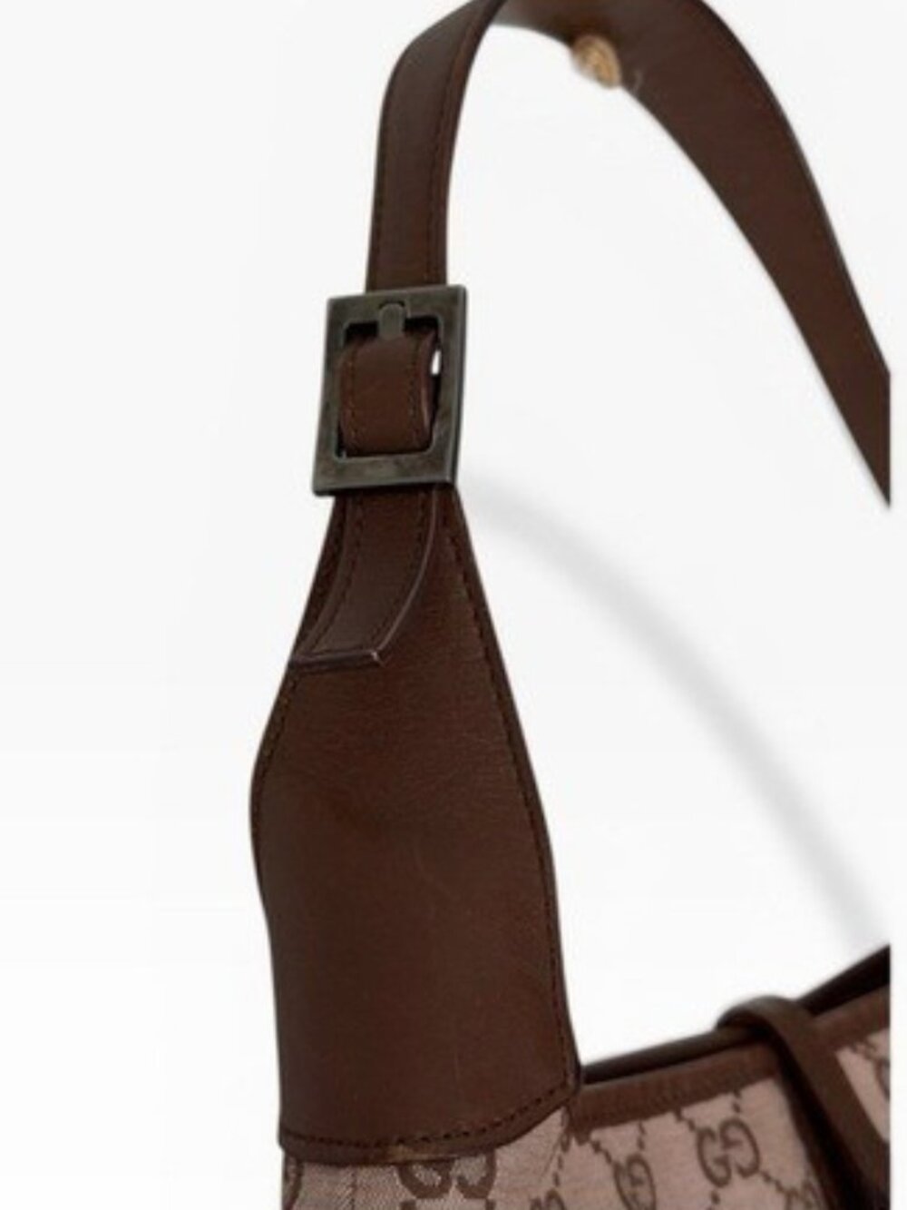 Gucci Jackie GG Monogram Brown Canvas Leather Trim Shoulder Bag - Picture 13 of 16